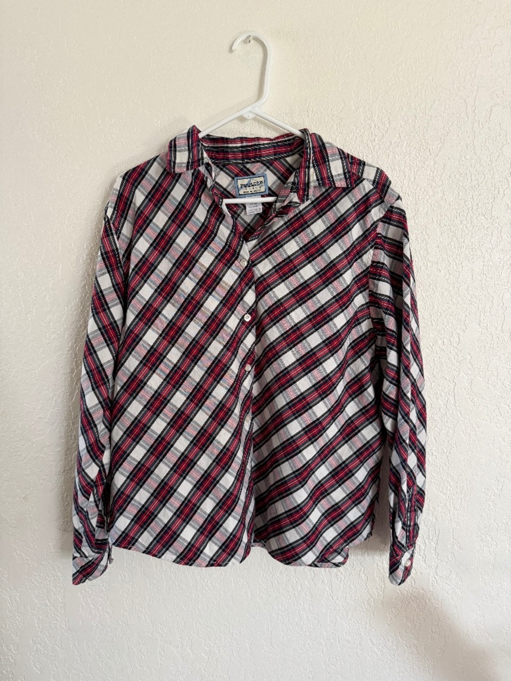 Pendleton Originals Plaid Button Up Shirt Women’s L Red Navy Cotton